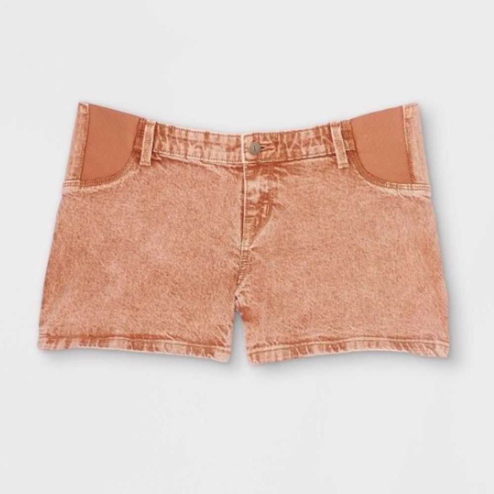 Carpenter Side Panel Maternity Jean Shorts Brown